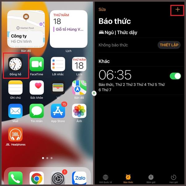 thay đổi chuông báo thức iphone