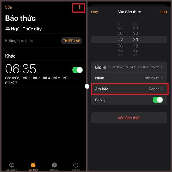 đổi chuông báo thức iphone