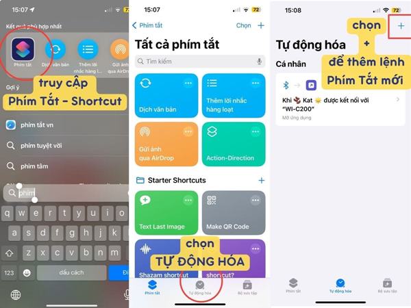 Cách thêm phím tắt trên iPhone