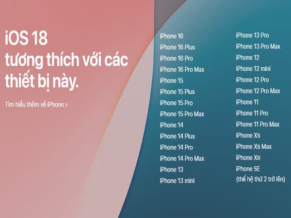 iOS 18 dành cho iPhone nào?
