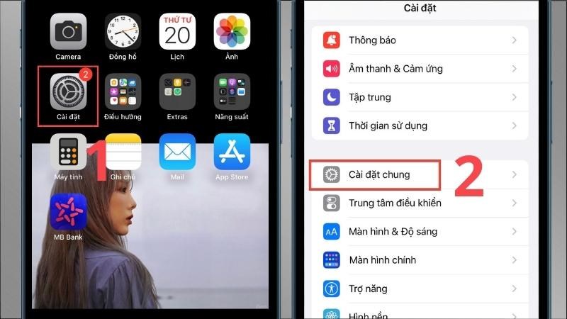  Đặt lại cài đặt trong phần "Cài đặt" của máy