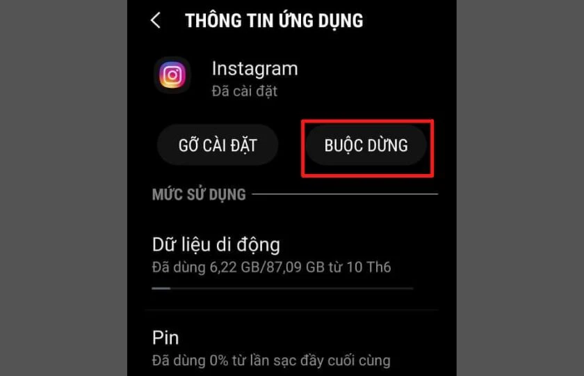 Xóa bộ nhớ đệm và dữ liệu Instagram