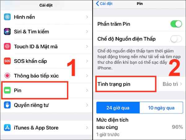 Kiểm tra tình trạng pin và dung lượng pin
